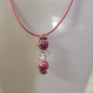 Pink and Silver Beaded Necklace